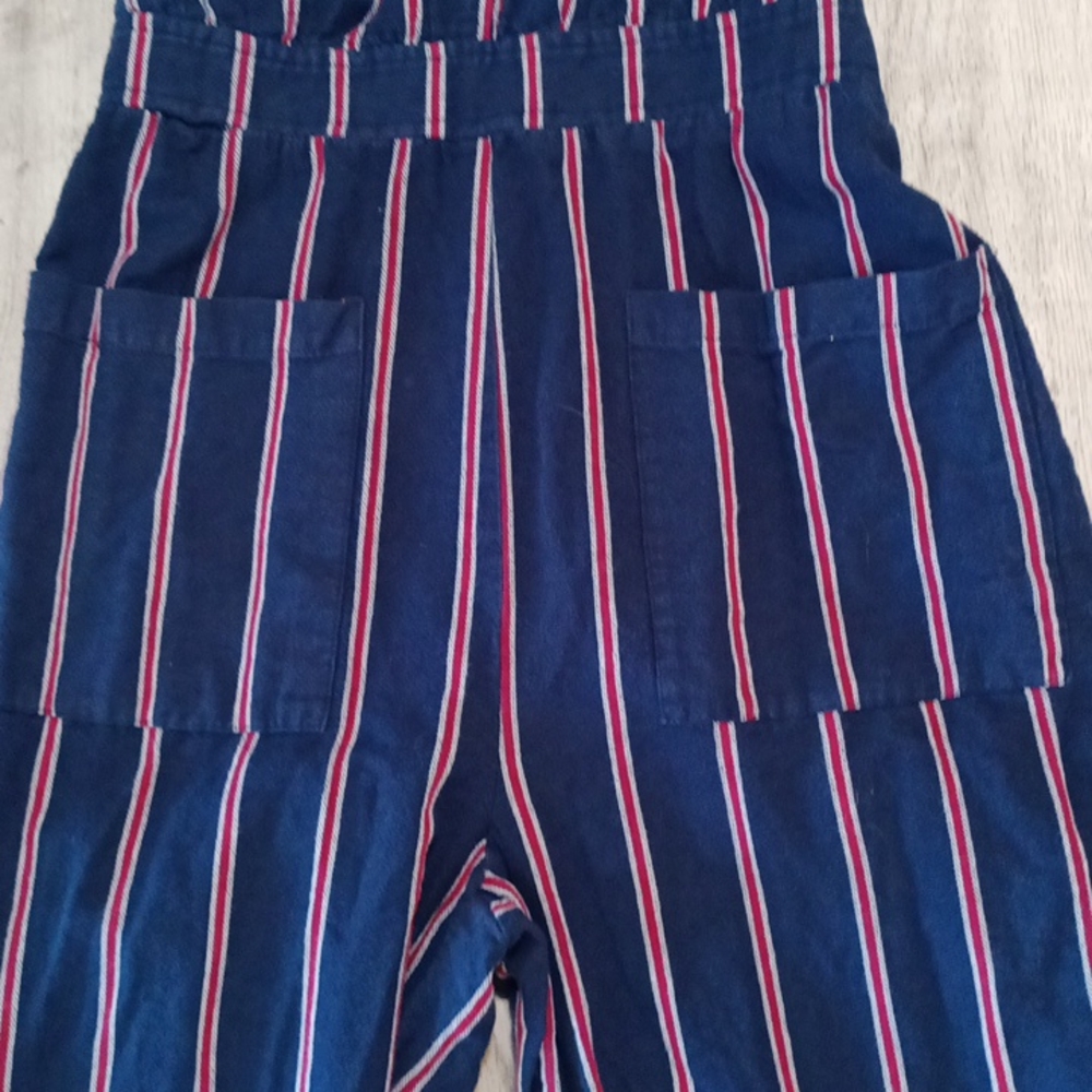 Womens Capri crop Romper 1pc red white blue knit sz XS UNIVERSAL THREAD - Picture 4 of 10